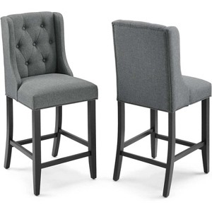 Modway Baronet Bar Upholstered Fabric, Counter Stools - Set of 2, Gray - 1 of 3
