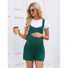 Clearlove Women's Maternity Jumpsuit Short Sleeve Overall Summer Casual Cross Back Crew Neck Control Rompers Loose Strap Overall Shorts - 3 of 4