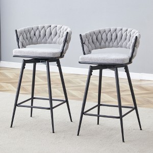 NicBex Swivel Bar Stools Set of 2/4,Linen Counter Height Bar Chairs with MetalLegs,Adjustable Foot Pads,Bar Chair for Kitchen Island,Cafe,Home Bar - 1 of 4