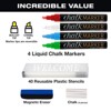 Excello Global Products 40" x 20" Wooden A-Frame Chalkboard Sign / 4 Liquid Chalk Markers & Stencil Set, Rustic - 3 of 4