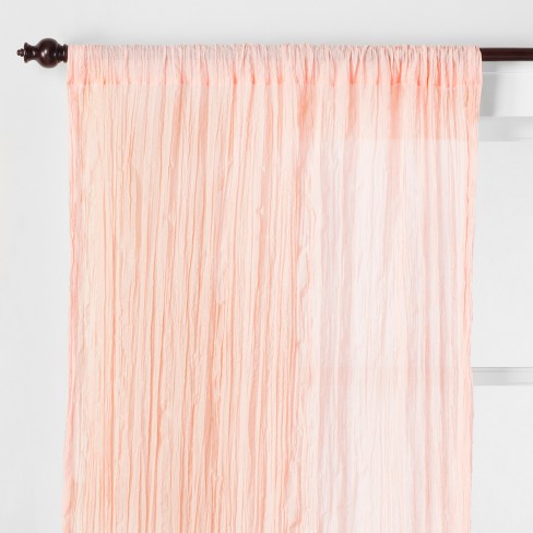 95 X42 Crushed Sheer Curtain Panel, Peach Color Curtain Panels