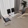 NicBex 51" Dining Table Set for 4 Dining Table Tempered Glass Top Silver Plating Legs with 4 Chairs for Dining Room, Black - 2 of 4