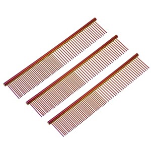 Unique Bargains Stainless Steel Rounded Ends Gentle Care Pet Comb 3 Pcs - 1 of 4