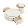 Maliang Modern Round Coffee Table Set of 2 , 360-Degree Rotatable Flower-shaped Top with 2 Drawers + End Table with Glass for Living Room - 4 of 4