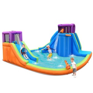 Infans Bountech 6 in 1 Inflatable Dual Slide Water Park Climbing Bouncer Without Blower - 1 of 4