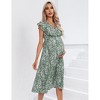 Women's Maternity Wrap V Neck Maternity Dress Summer Ruffle Sleeve High Waisted Floral Flowy Maxi Dress for Baby Shower And Photoshoot - 2 of 4