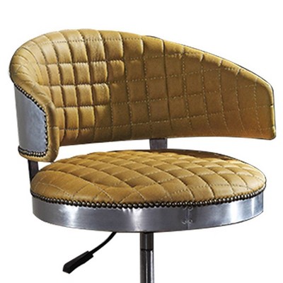 Turmeric Top Grain Leather Swivel Chair with Chrome Base