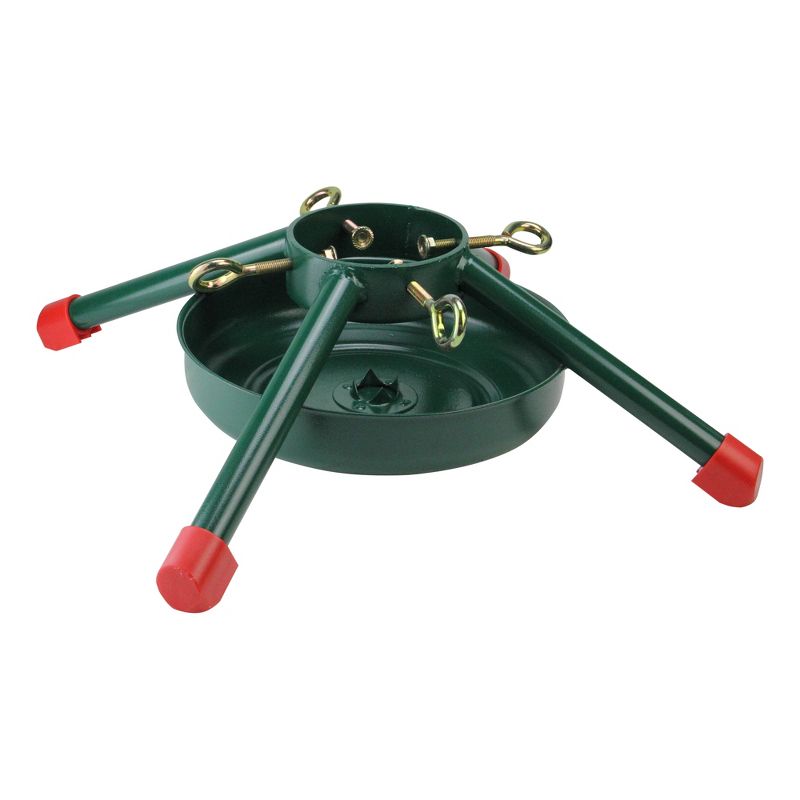Northlight 19" Green and Red Christmas Tree Stand for Real Trees, 1 of 2