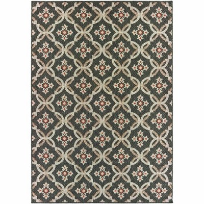 Oriental Weavers Latitude 1904K Grey/ Orange Indoor/Outdoor Area Rug - 7'10" x 10'
