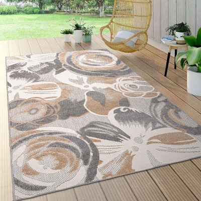 Ravenna Modern Floral Flat Woven 7'10"x10' Gray Synthetic Area Rug