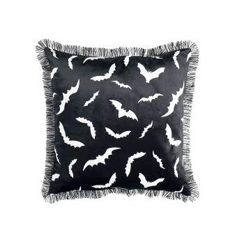 18"x18" Swarm of Bats Halloween Square Throw Pillow Black - Lush Décor