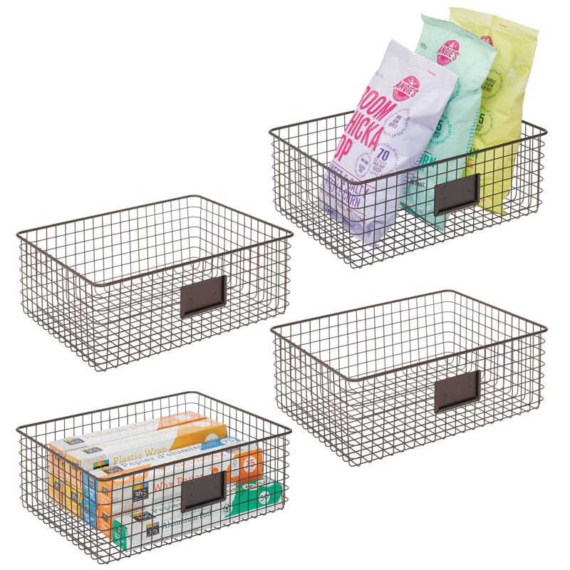 mDesign Wide Steel Kitchen Organizer Basket - Label Slot, 1 of 7