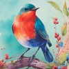 Saro Lifestyle Charming Perched Bird Outdoor Pillow with Poly Fill, 18"x18", Multicolored - 3 of 4