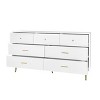 Okak Minimalism 7-Drawer Bedroom Dresser, High Glossy Surface, Storage Cabinet of Drawer with Golden Handle & Steel Legs, Matte White - 3 of 4