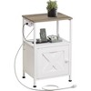 GALAXHERO Farmhouse End Table with Charging Station, Bedside Table with Open Shelf and Cabinet, Small Nightstand for Bedroom or Living Room - 2 of 4