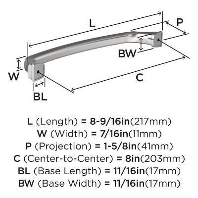 8" Polished Chrome Cabinet Drawer Pull with Mounting Hardware