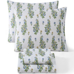 HLC.ME Floral Multi-Piece Bed Sheets Set - Wrinkle Resistant & Ultra Soft - Fits Mattresses up to 15 Inches Deep - 1 of 4