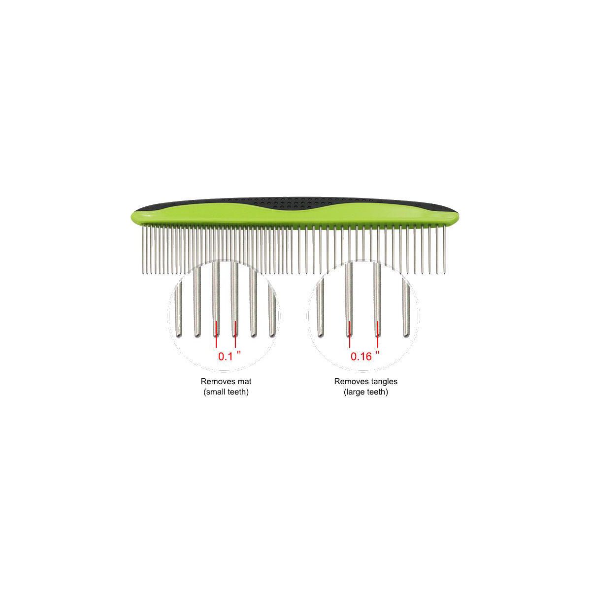 Pet Life Grip Ease Wide and Narrow Tooth Grooming Pet Comb, Green - thumbnail 4