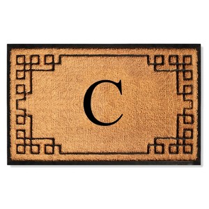 A1HC Bordered Designed Natural Coir & Rubber Monogrammed Doormat, Heavy Duty, Non-Slip Entry Mat - 1 of 4