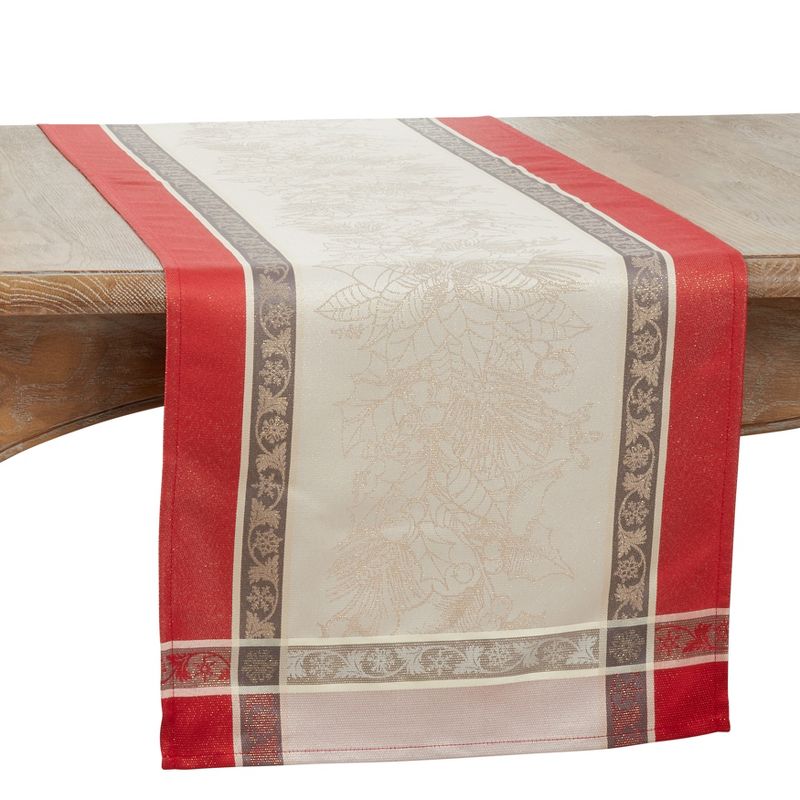 Saro Lifestyle Table Runner With Jacquard Christmas Design, 1 of 4