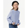 Girls Pullover Sweater Cable Knit Soft Comfy Sweater for Girls Crew Neck Sweater Puff Sleeve Ribbed Knit Cuff - 3 of 4