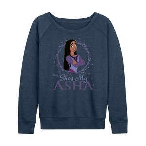 Women's - Disney - She's My Asha Lightweight French Terry Wide Neck Long Sleeve Shirt - 1 of 4