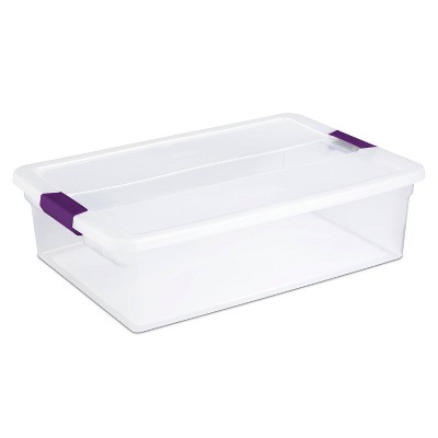 Sterilite 32qt Clear View Storage Bin With Latch Purple : Target