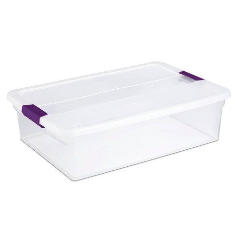 Iris USA, 32 Quart Stack & Pull Clear Plastic Storage Box with Buckles, Gray