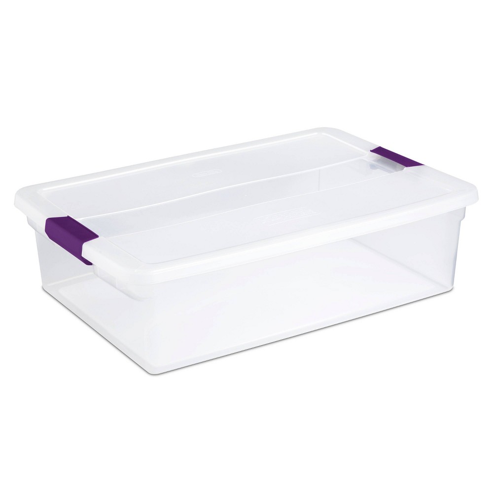 Sterilite 32qt Clear View Storage Bin with Latch Purple