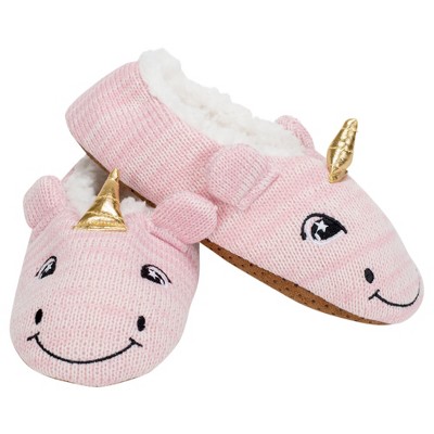 Pink Unicorn Womens Animal Cozy Indoor Plush Lined Non Slip Fuzzy Soft Slipper - Large