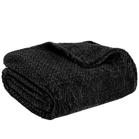 Fleece Blankets Black Throw Blankets for Couch & Bed, Plush Cozy