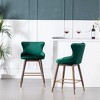 Roundhill Furniture Leland Fabric Upholstered Counter Height Wingback Stools, Green, Set of 2 - 4 of 4