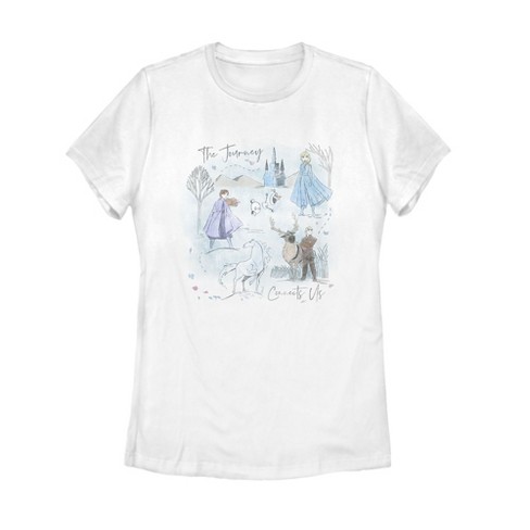 Women's Frozen 2 Journey Watercolor T-Shirt - White - Small
