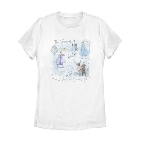 Junior's Frozen 2 Journey Watercolor T-Shirt - White - 2X Large