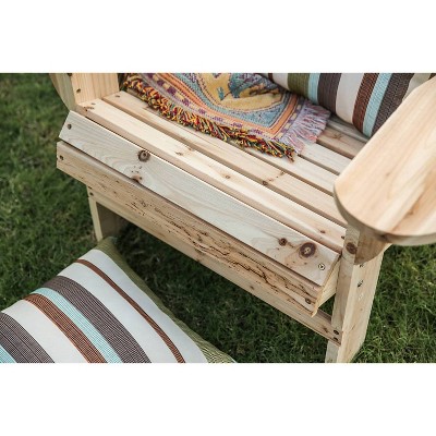 Natural Fir Wood Adirondack Chair with Arms for Outdoor Use