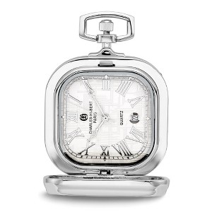 Black Bow Jewelry Charles Hubert Gold-finish Two-tone Chrome Square Pocket Watch - 1 of 4