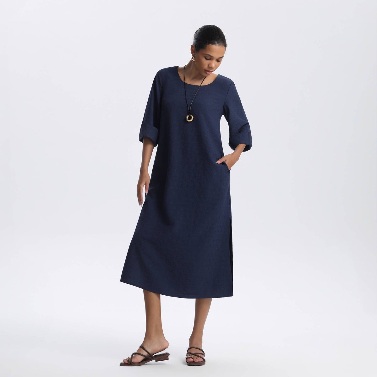 Women's 3/4 Sleeve Midi A-Line Dress - A New Day™ - thumbnail 10
