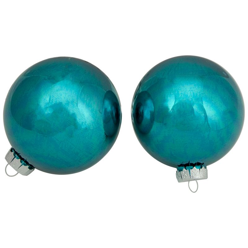 Northlight 4pc Shiny and Matte Glass Ball Christmas Ornament Set 4" - Turquoise Blue, 3 of 5