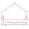 Full/Twin Size House-Shaped Metal Platform Bed Frame with Twin Size Trundle Bed/ Drawers 4S -ModernLuxe - 4 of 4