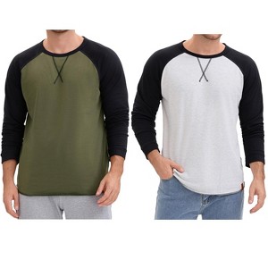 INSPIRE CHIC Men's Long Sleeves Tops Colorblock Casual Raglan T-Shirts 2 Packs - 1 of 4
