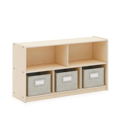 Natural Birch 2-Shelf Kids Storage Unit with Bins