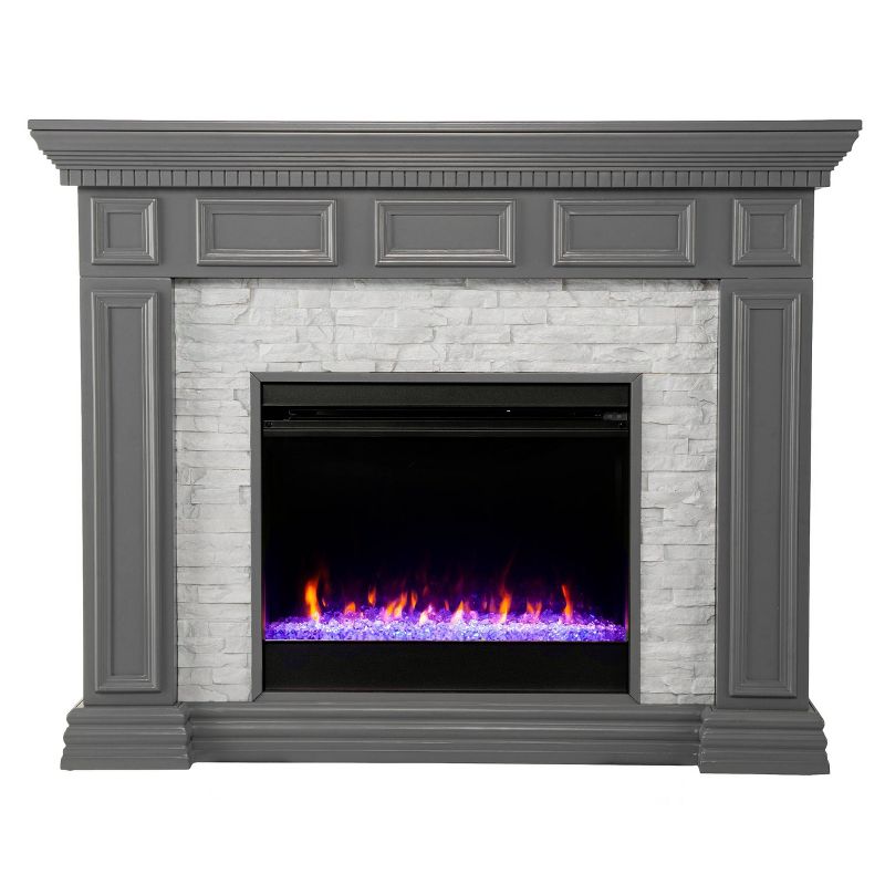 Brothye Fireplace with Faux Stone Gray - Aiden Lane, 1 of 14