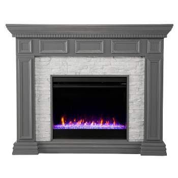 Brothye Fireplace with Faux Stone Gray - Aiden Lane