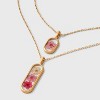 Bella Uno Bellissima 14K Gold Dipped Poppy Pendant Necklace Set 2pc - Pink/Gold - 4 of 4