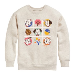 Boys' - 101 Dalmatians - Tic Tac Toe Grid of Puppies Graphic Long Sleeve Fleece Sweatshirt - 1 of 4