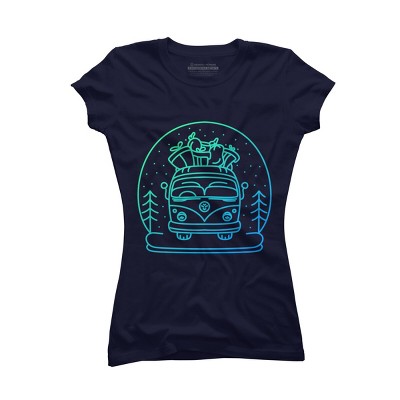 Junior's Design By Humans Christmas Van By VEKTORKITA T-Shirt