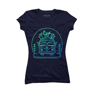 Junior's Design By Humans Christmas Van By VEKTORKITA T-Shirt - 1 of 3