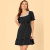 Allegra K Women's Summer Sweetheart Neck Ruffled Hem Puff Short Sleeve Polka Dots Dress - image 4 of 4