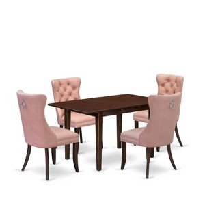 5-Piece Mahogany Finish Solid Wood Top - Rectangular Upholstered Dining Room Set  - Seats 4 - 1 of 4