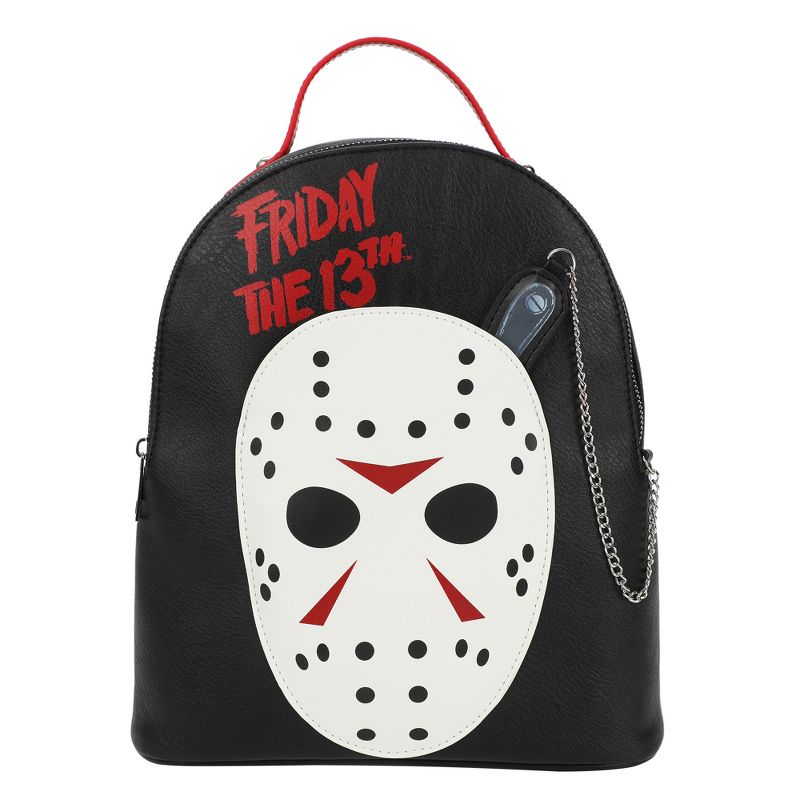 Friday The 13th Jason Mask 11" Mini Backpack With Pull Out Meat Cleaver Coin Purse, 3 of 8